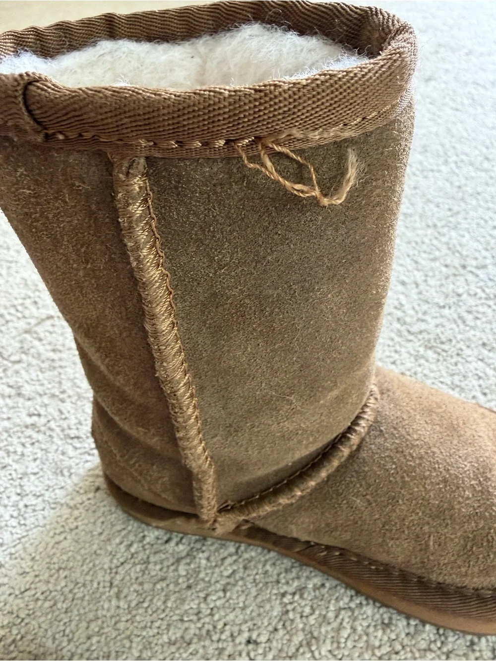 Emu Kids Brown Suede Shearling-Lined Boots